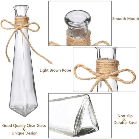10pcs Small Bud Glass Vases for Flowers Wedding Decorations, Mini Vintage Glass - Picture 4 of 6